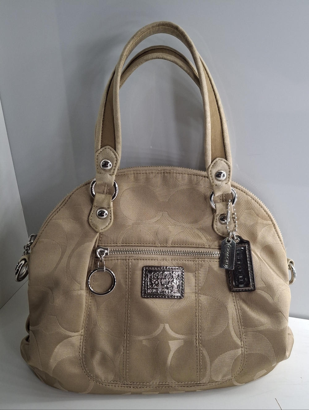 Coach Poppy Signature Sateen Pocket Hobo 18708 EUC